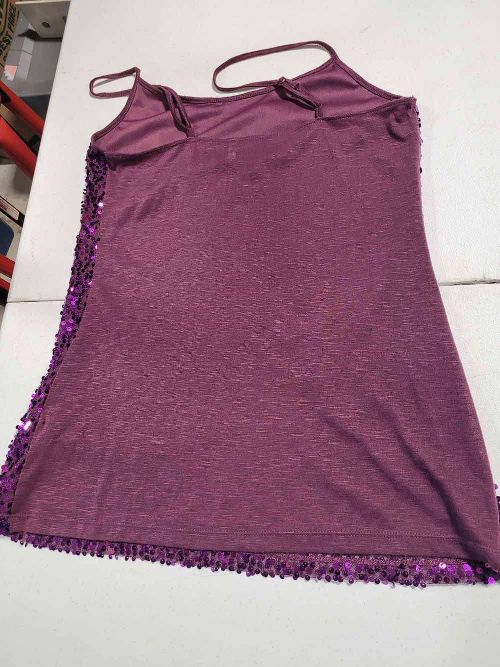 Weavers Purple Sequin Spaghetti Strap Top - Picture 3 of 3